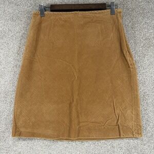 St Johns Bay Olive Yellow Corduroy Skirt 10 A-Line Knee Length Boho Western VTG